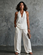 Boho-Set™ – Neckholder-Top & Wide-Leg-Hose