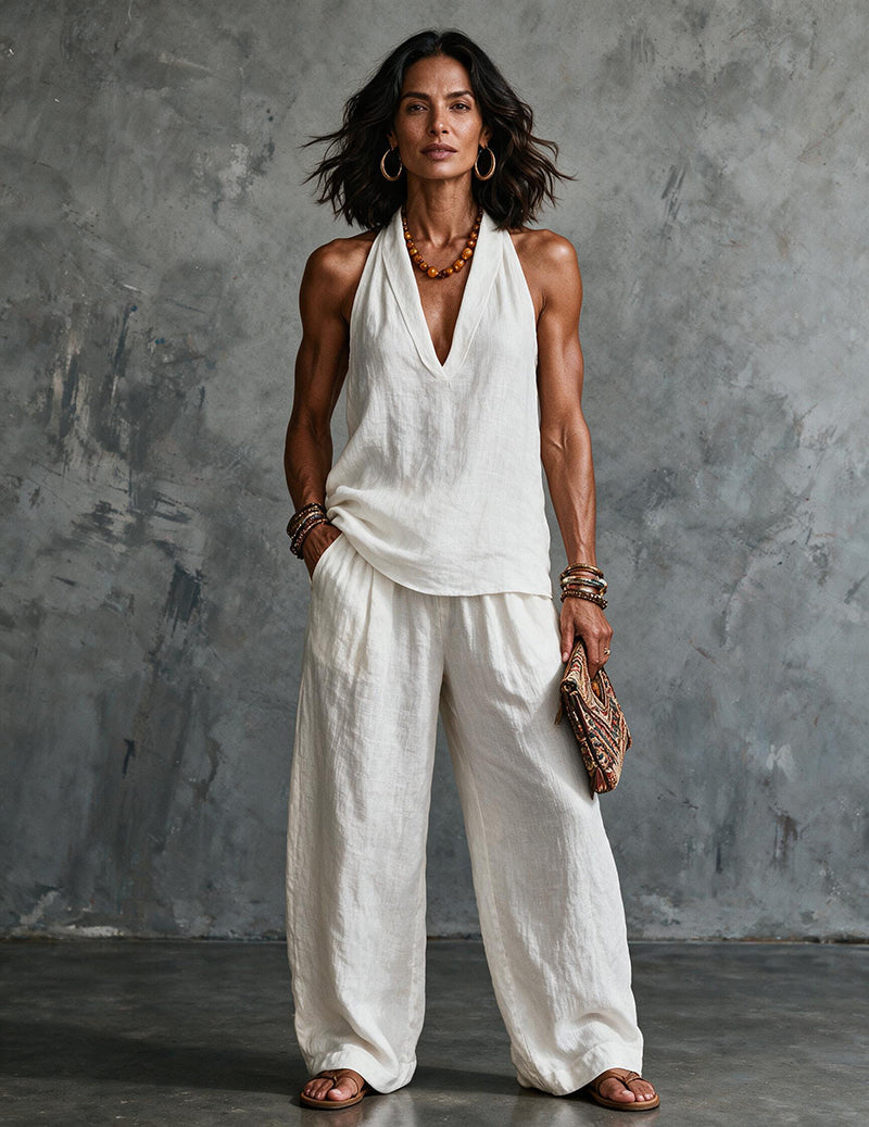 Boho-Set™ – Neckholder-Top & Wide-Leg-Hose