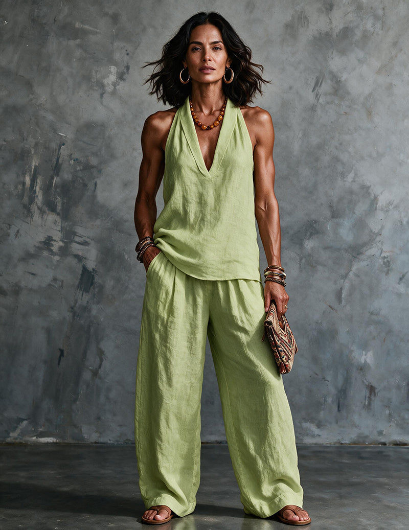 Boho-Set™ – Neckholder-Top & Wide-Leg-Hose