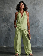 Boho-Set™ – Neckholder-Top & Wide-Leg-Hose