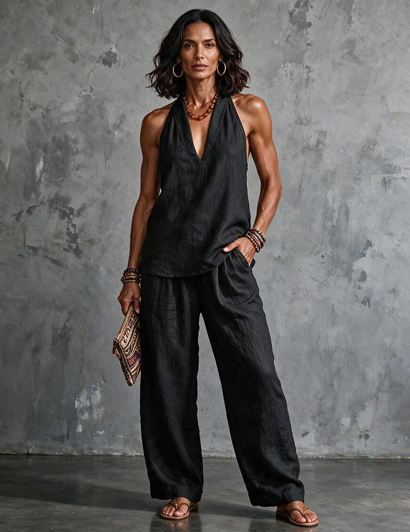 Boho-Set™ – Neckholder-Top & Wide-Leg-Hose