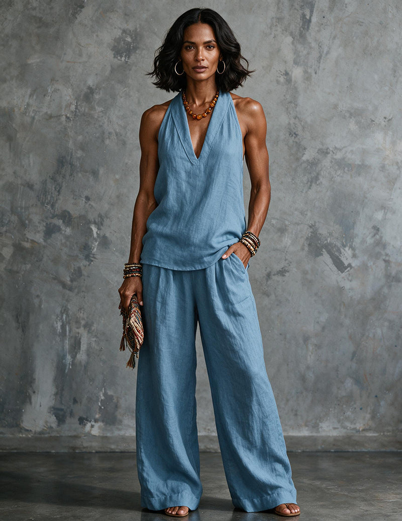 Boho-Set™ – Neckholder-Top & Wide-Leg-Hose