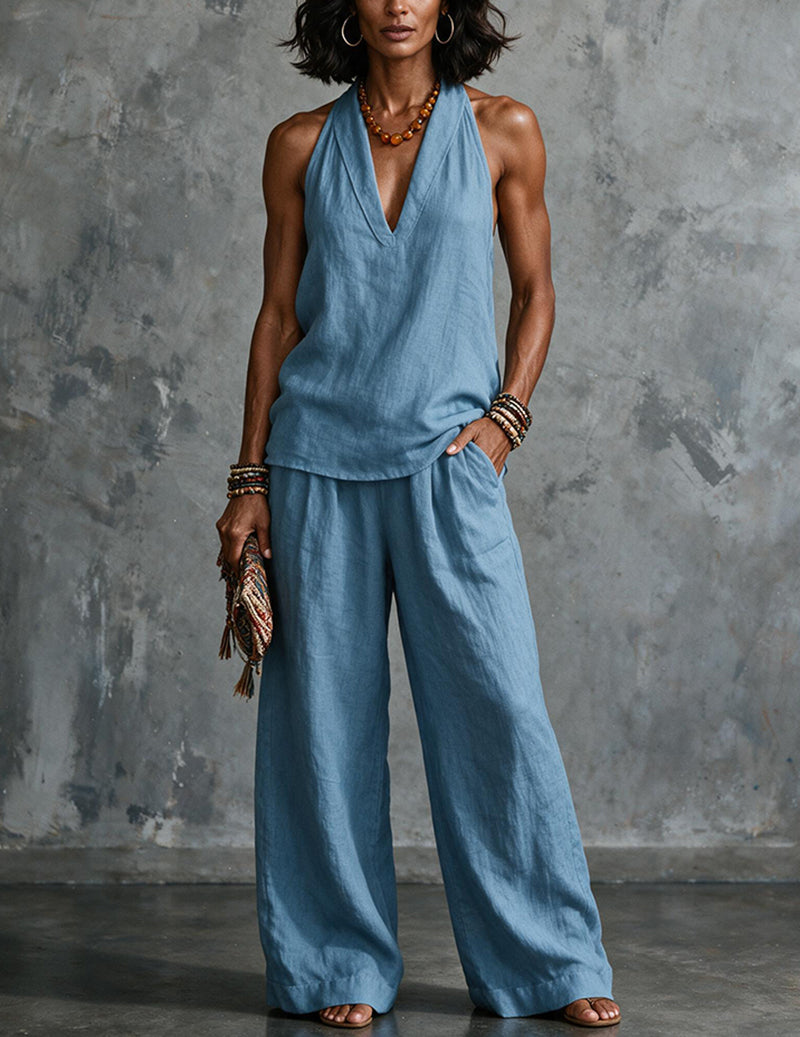 Boho-Set™ – Neckholder-Top & Wide-Leg-Hose