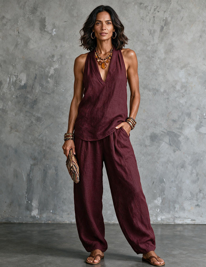 Boho-Set™ – Neckholder-Top & Wide-Leg-Hose