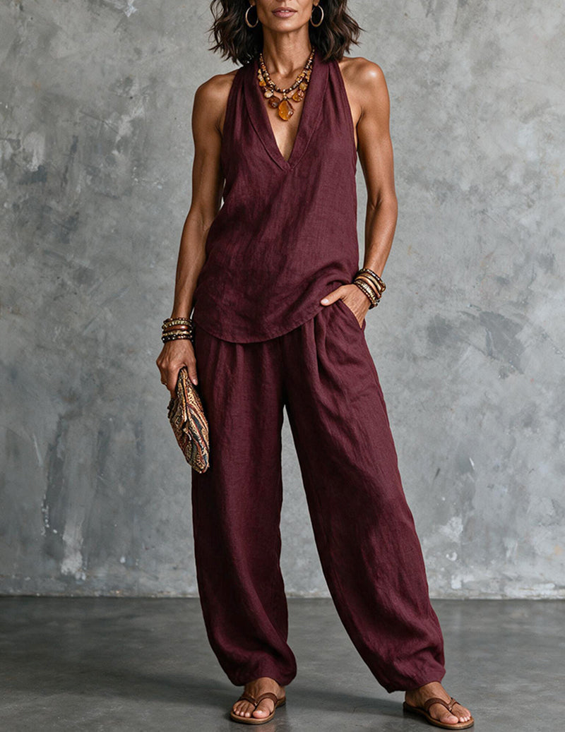 Boho-Set™ – Neckholder-Top & Wide-Leg-Hose
