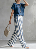 Classic Striped Linen Two-piece Set