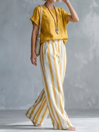 Classic Striped Linen Two-piece Set