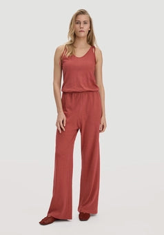 Jersey Jumpsuit Relaxed aus Leinen und Bio-Baumwolle in Terrakotta