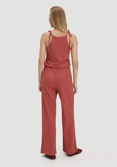 Jersey Jumpsuit Relaxed aus Leinen und Bio-Baumwolle in Terrakotta