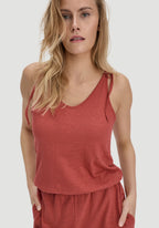 Jersey Jumpsuit Relaxed aus Leinen und Bio-Baumwolle in Terrakotta