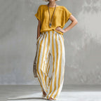 Classic Striped Linen Two-piece Set