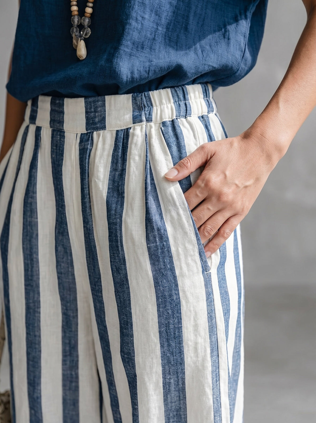 Classic Striped Linen Two-piece Set
