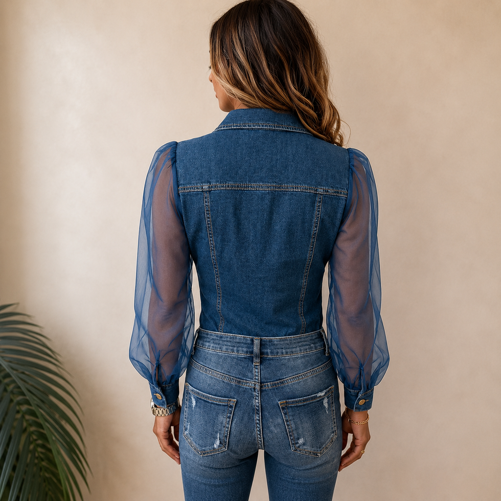 Amelie™ | Elegante Bluse in Denim-Optik
