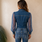 Amelie™ | Elegante Bluse in Denim-Optik