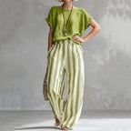 Classic Striped Linen Two-piece Set